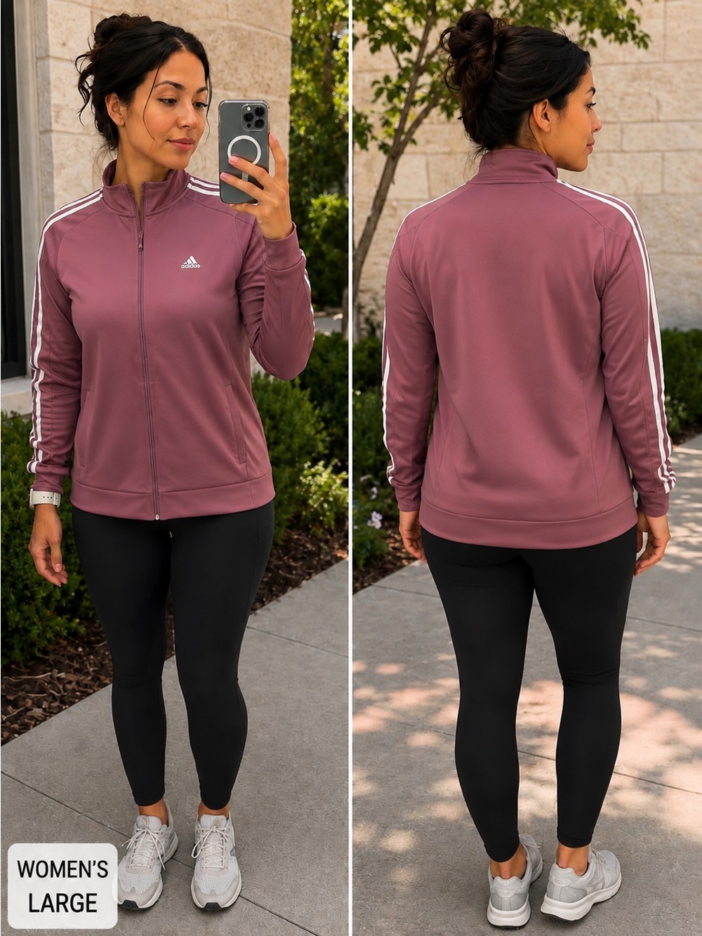 adidas Mauve Track Jacket with White Three-Stripes